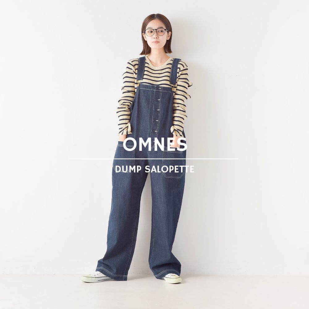 日本 OMNES - 定番工裝風質感吊帶褲-海軍藍