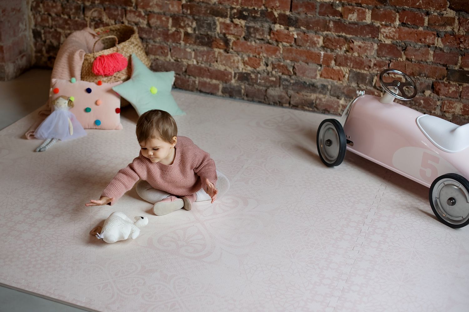 德國 toddlekind - 波斯風系列遊戲地墊-柔和粉-一組6片