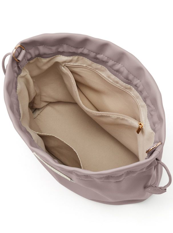 日本 GRL - 2way仿皮束口小手提包/側背包-銀