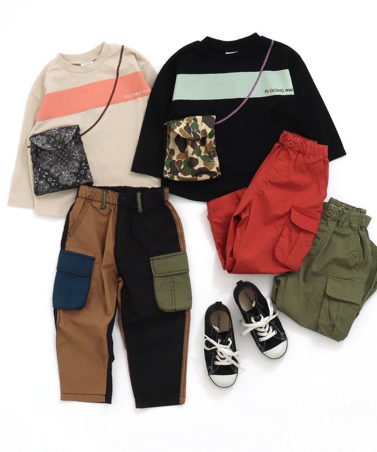 日本 BREEZE - 輕便工裝風！防撕材質耐穿長褲-卡其x黑撞色