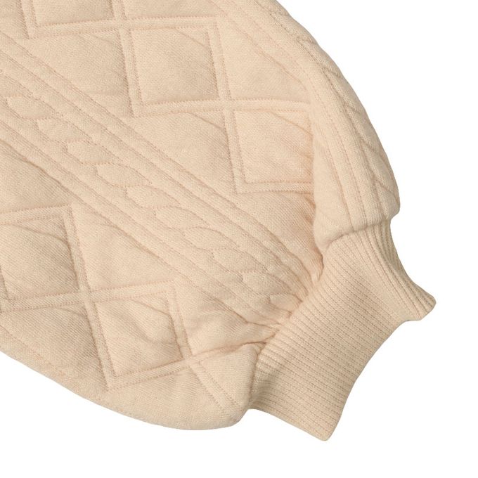 akachan honpo - 長袖鋪棉休閒上衣-拼接-淺卡其色