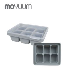 韓國 MOYUUM - 白金矽膠副食品分裝盒-6格-質感灰