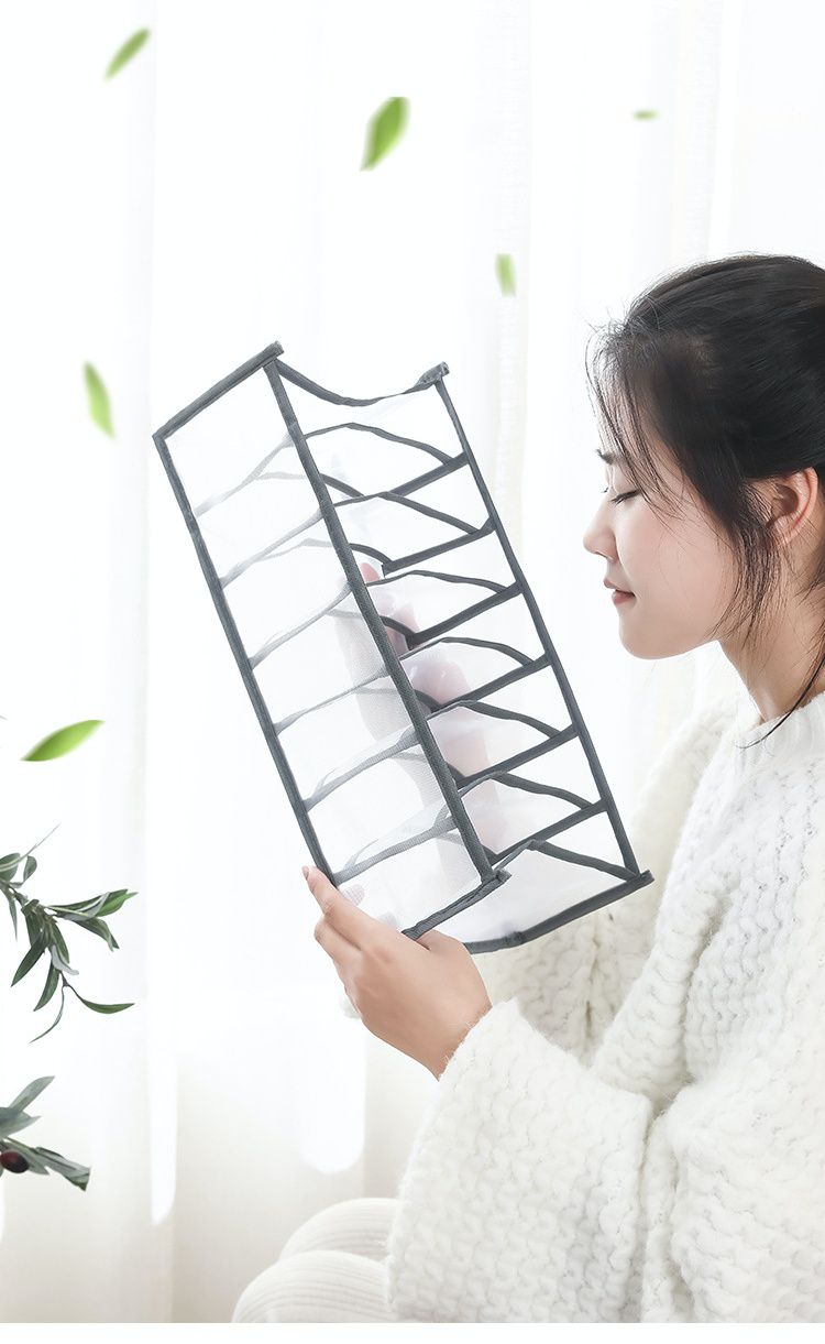 透明網格衣服分隔收納盒-白色 (9格中號)