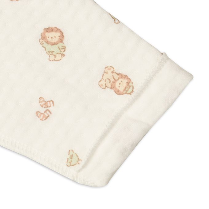 akachan honpo - 長袖新生兒內衣4件組-按扣款 保暖鋪棉 獅子-黃色 (50~60cm)