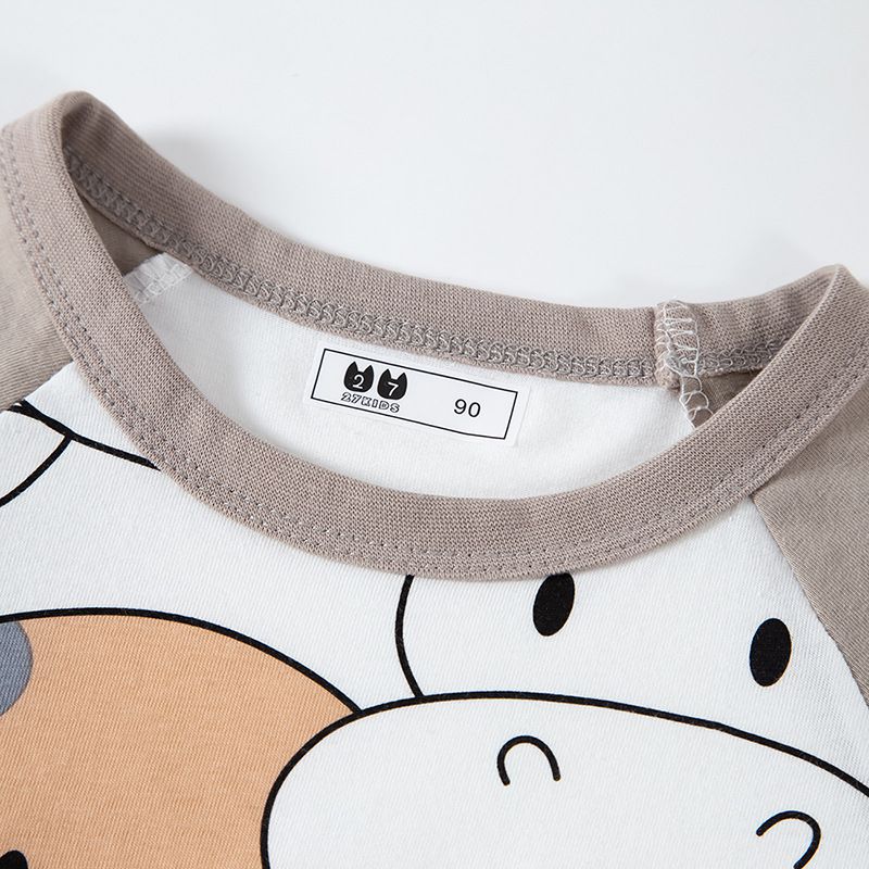 BE TOP - 純棉短袖上衣-大頭牛牛-黃色