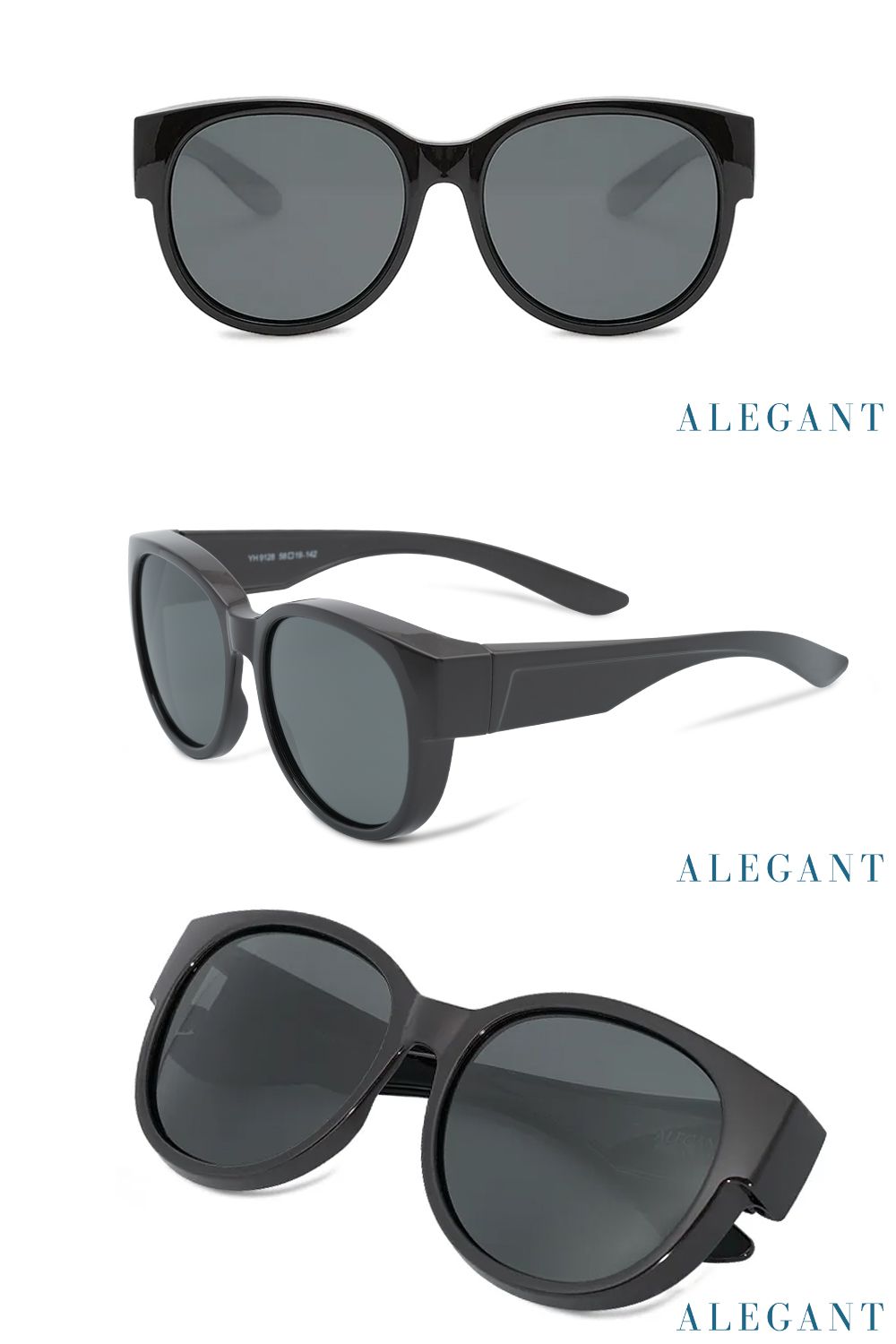 ALEGANT - 時尚甜茶棕圓框全罩式偏光墨鏡│外掛式UV400太陽眼鏡包覆套鏡│車用太陽眼鏡│近視可戴外掛寶麗來墨鏡