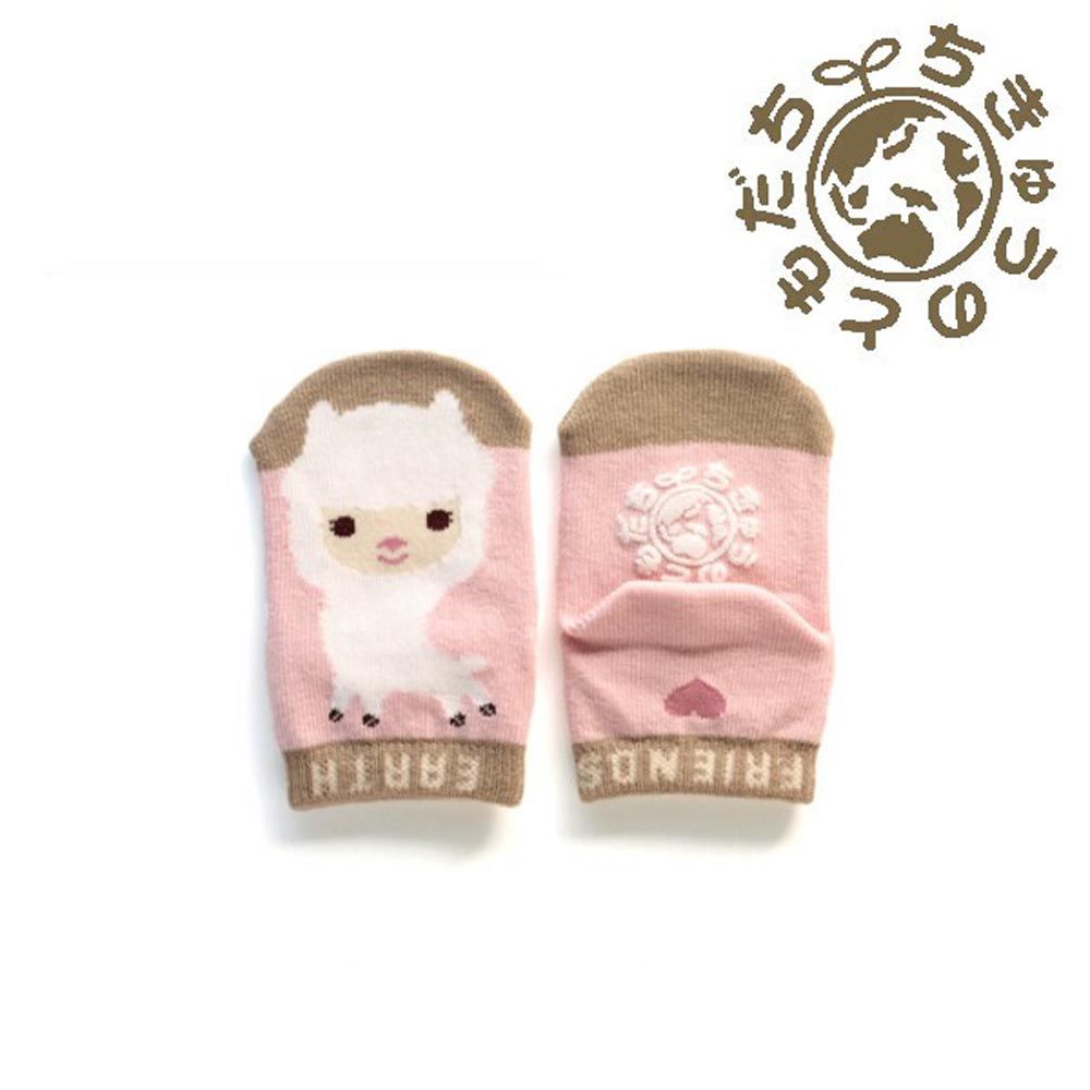 日本 aehwa - 地球的朋友 印花寶寶襪-小羊駝-粉紅 (10~15cm)