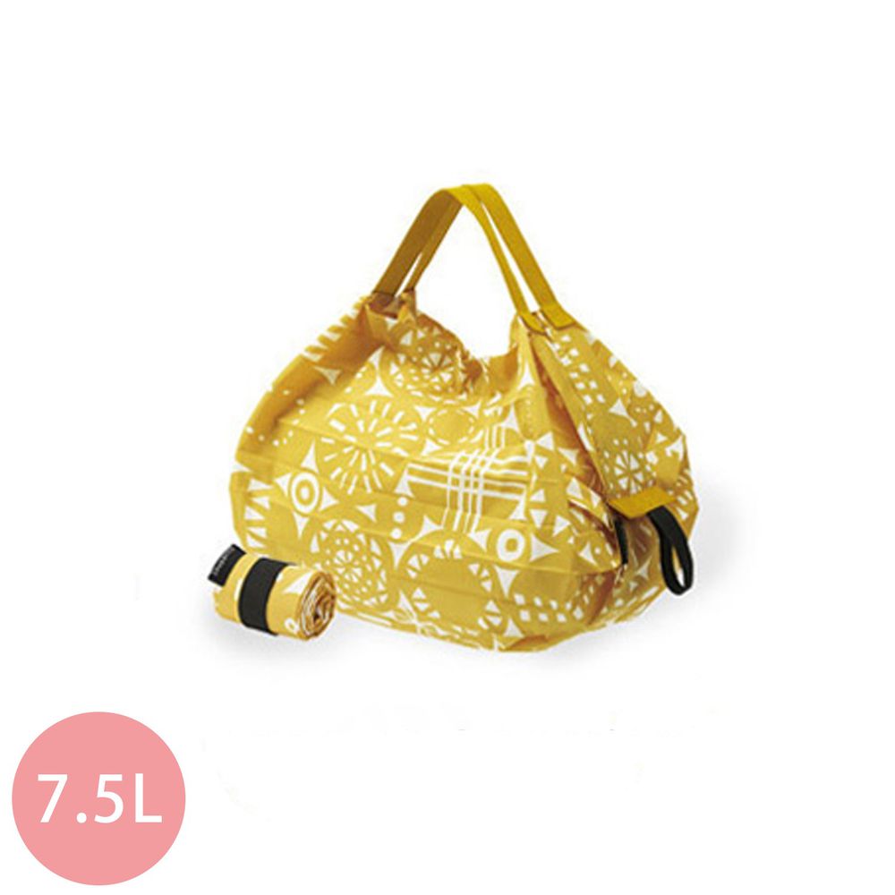 日本 MARNA - Shupatto 秒收摺疊購物袋-北歐聯名限量款-暖陽幾何(Retro) (S(30x26cm))-耐重3kg / 7.5L