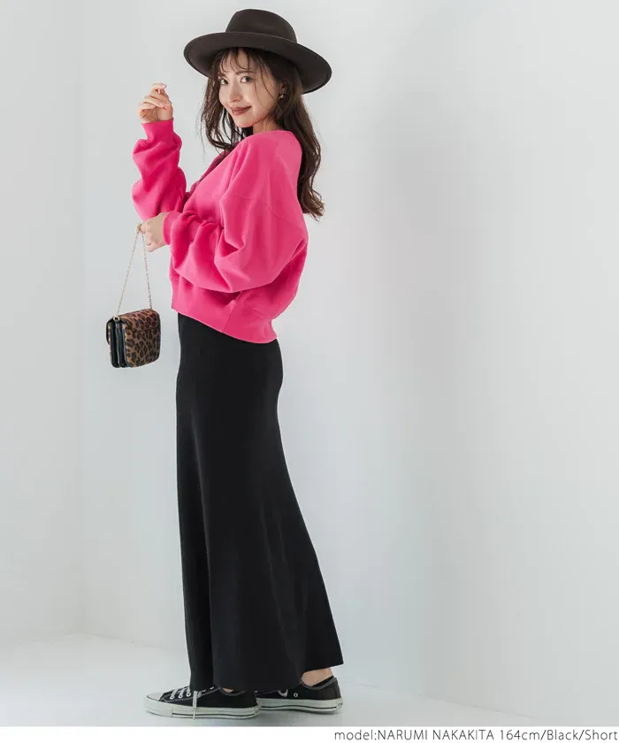 日本 COCA - 彈性質感修身魚尾裙-黑