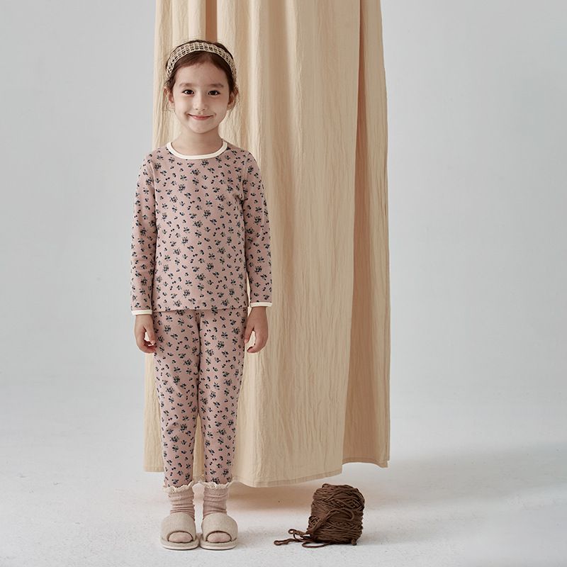 (無螢光劑)厚磅圓領長袖家居服套裝-滿滿葉片-深紫色