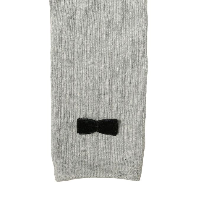 akachan honpo - 緊身褲-天鵝絨蝴蝶結-灰色