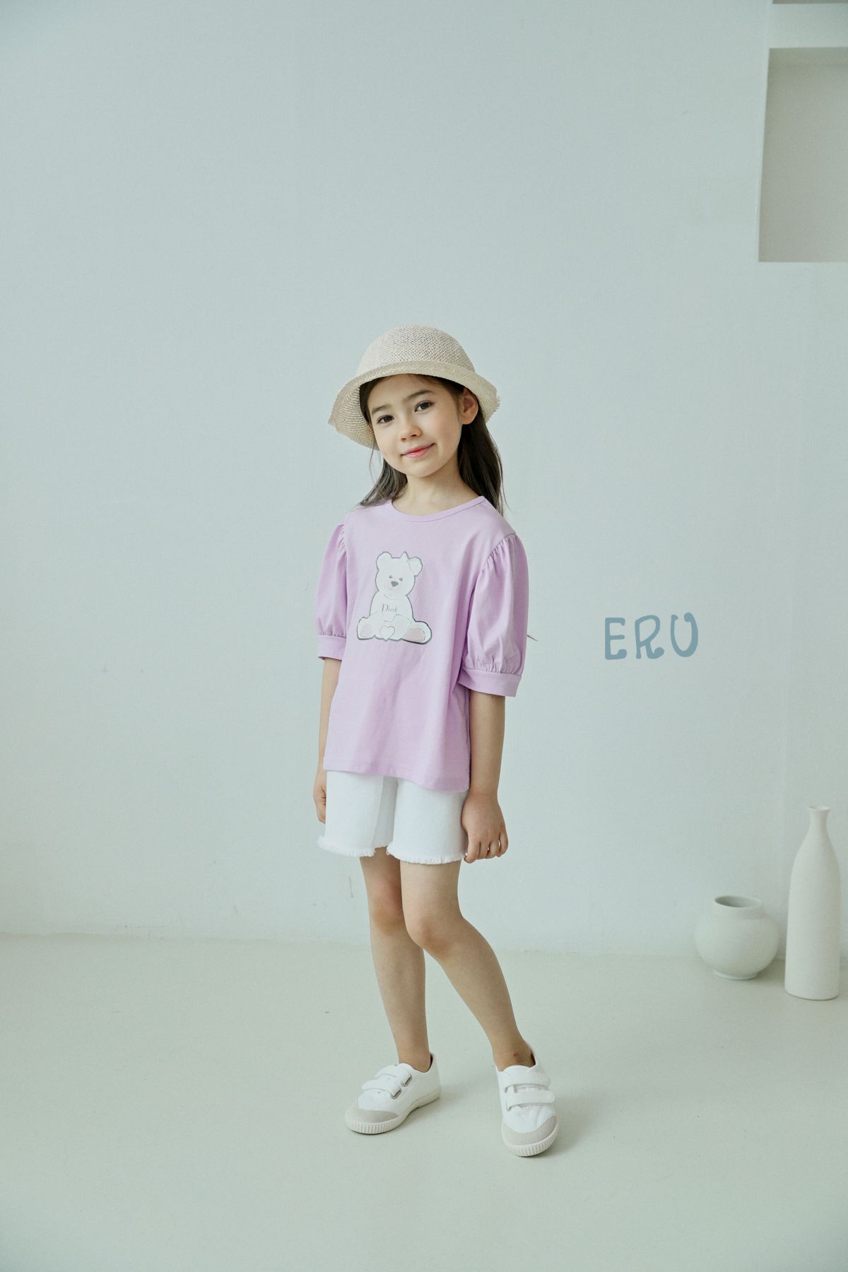 韓國 ERU - 抓鬚仿牛仔布彈力褲裙-紫