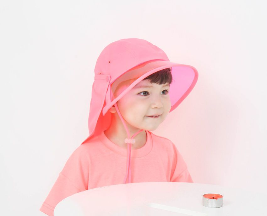 韓國 Babyblee - 抗UV遮陽板遮脖防曬帽-粉紅 (頭圍：L(50-54cm))