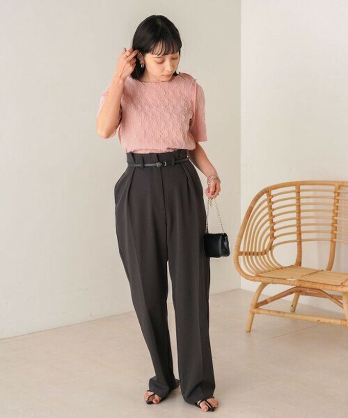 日本 Bab - 前後穿清爽皺褶短袖上衣-粉紅