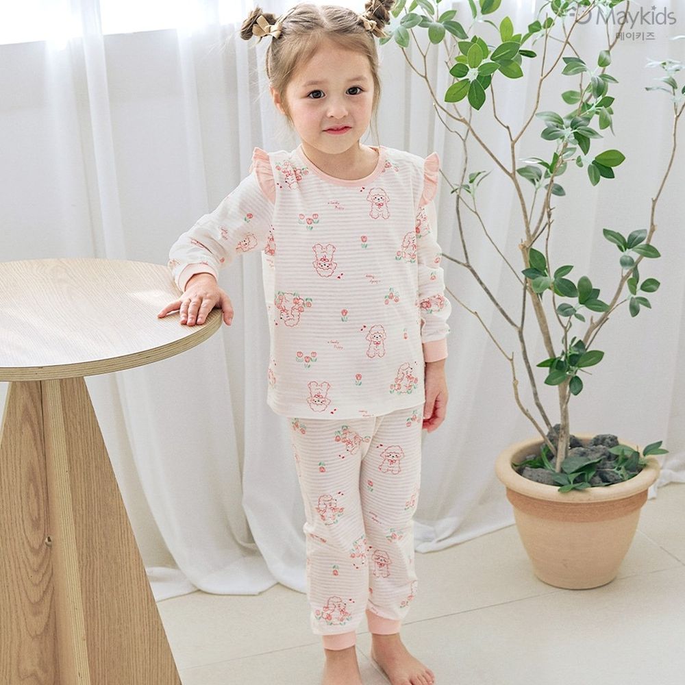 透氣條紋提花棉長袖家居服-鬱金香貴賓