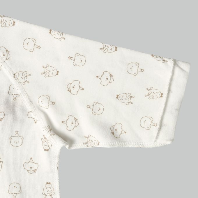 akachan honpo - 長袖蝴蝶裝2件組-按扣款 動物園-米白色 (50~60cm)