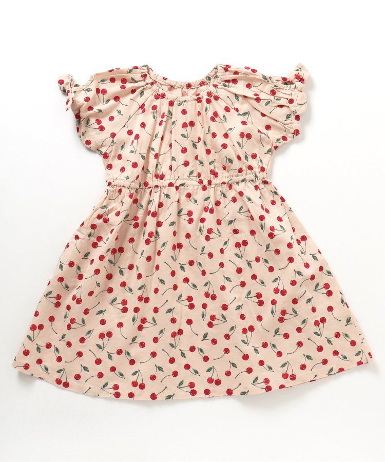 日本 apres les cours - 袖緞帶滿版印花束腰洋裝-格紋-黑白