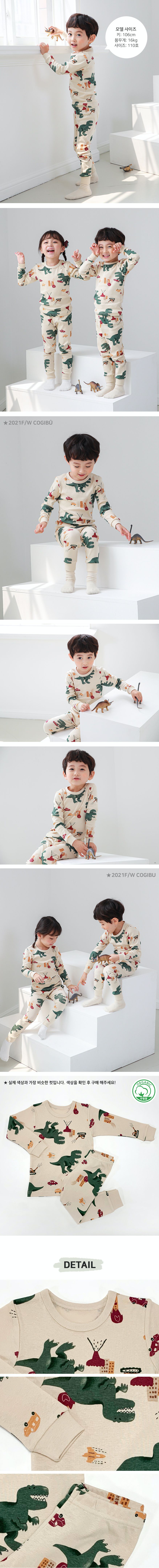 韓國 Ppippilong - 30支有機棉長袖家居服-恐龍城市