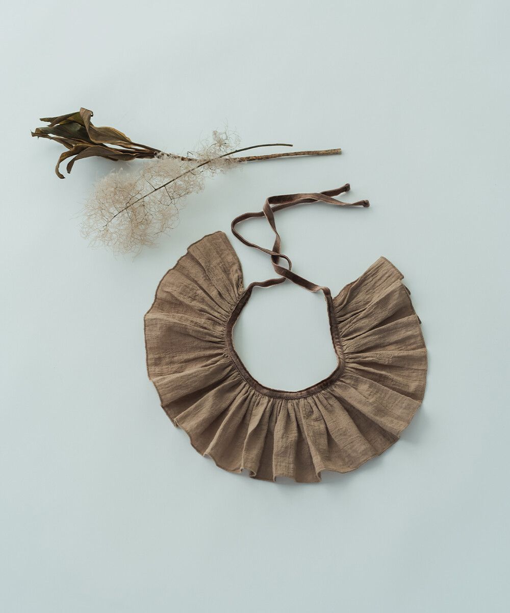 日本 riziere - 純棉綁帶式古典荷葉領-摩卡棕 (Free)