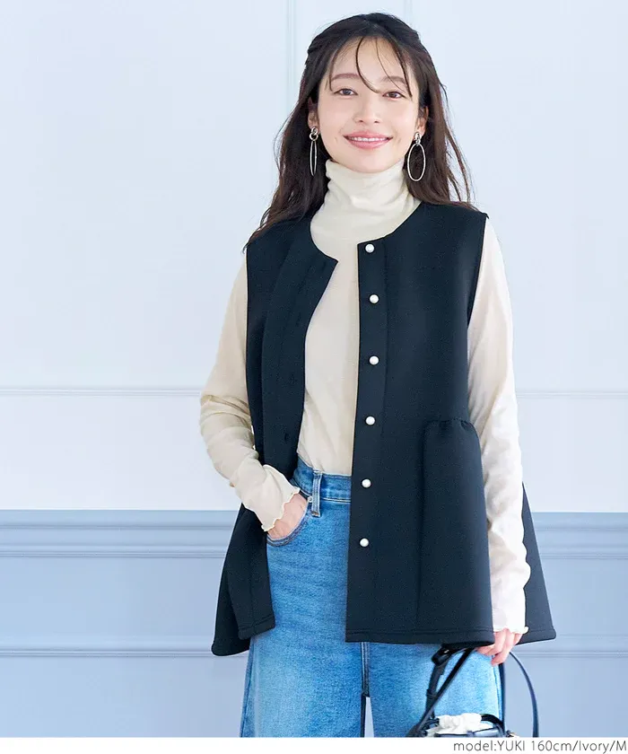 日本 COCA - 高領微透感長袖內搭/上衣-深藍