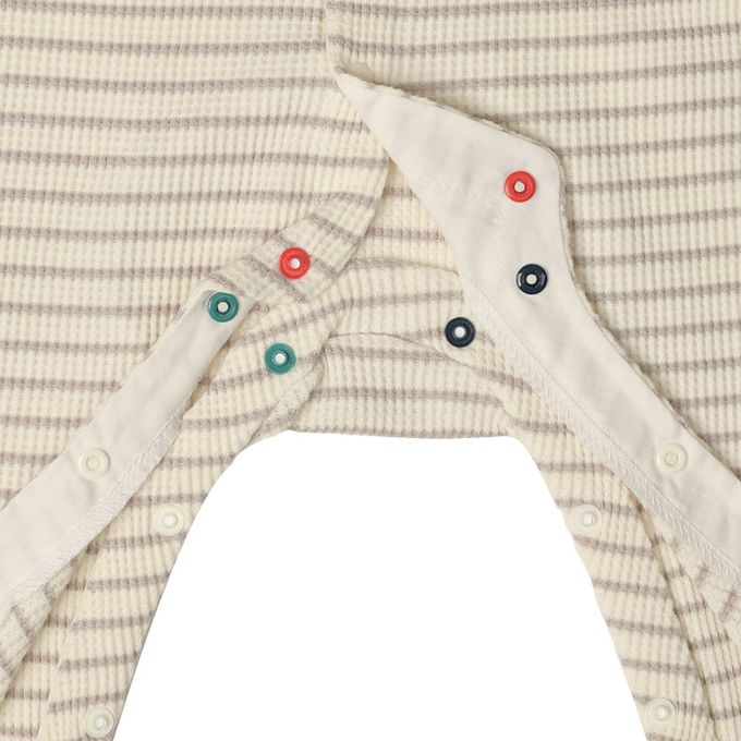 akachan honpo - 長袖兔裝-橫紋-米白色