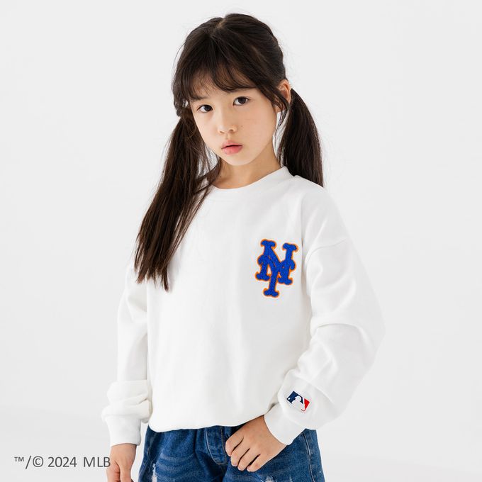 日本 Chil2 - MLB聯名 運動風裏毛長袖上衣-紐約大都會-白