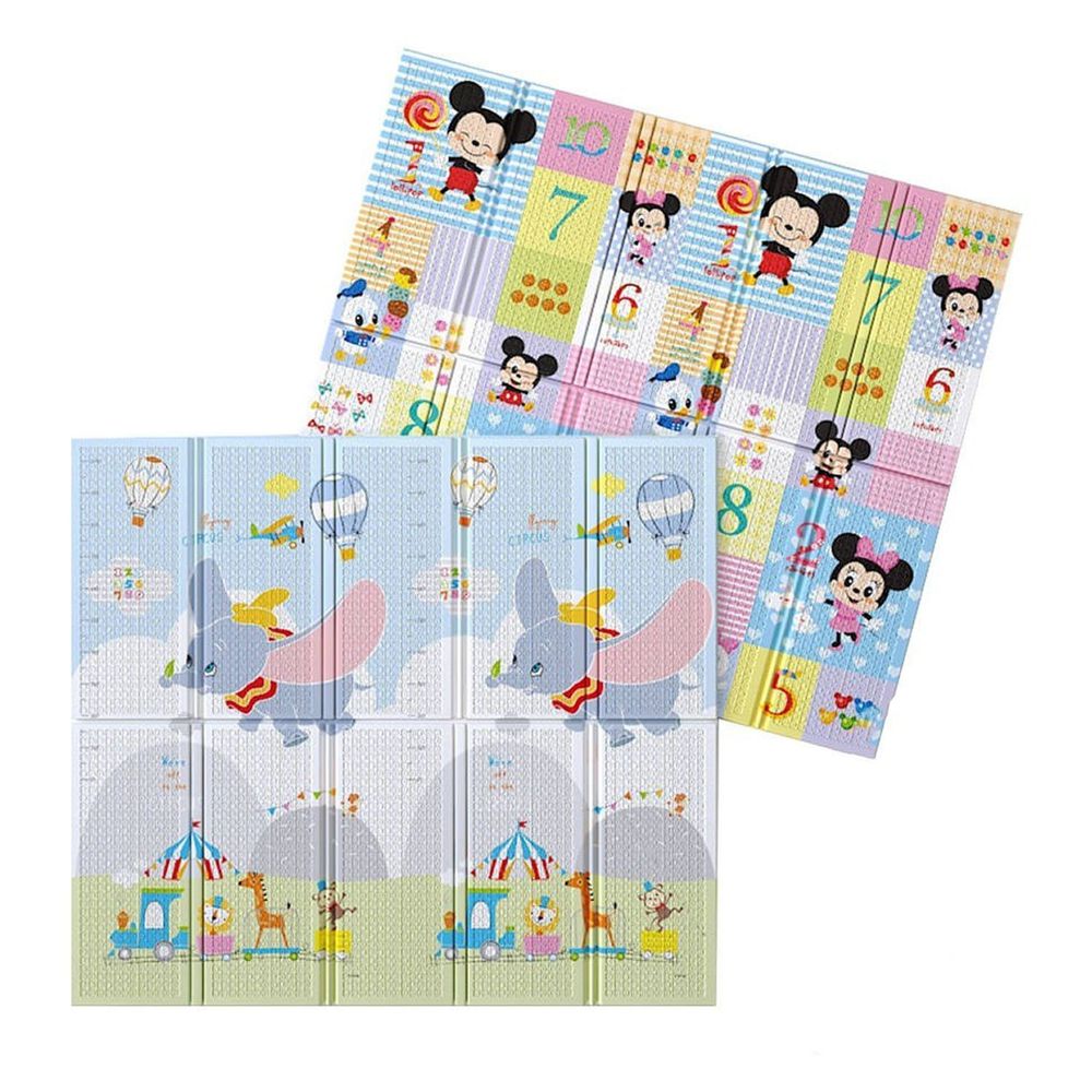 Disney 迪士尼 - 攜帶型摺疊遊戲墊-勇敢小飛象+米奇數字-2CM (雙面花色，共一片地墊)