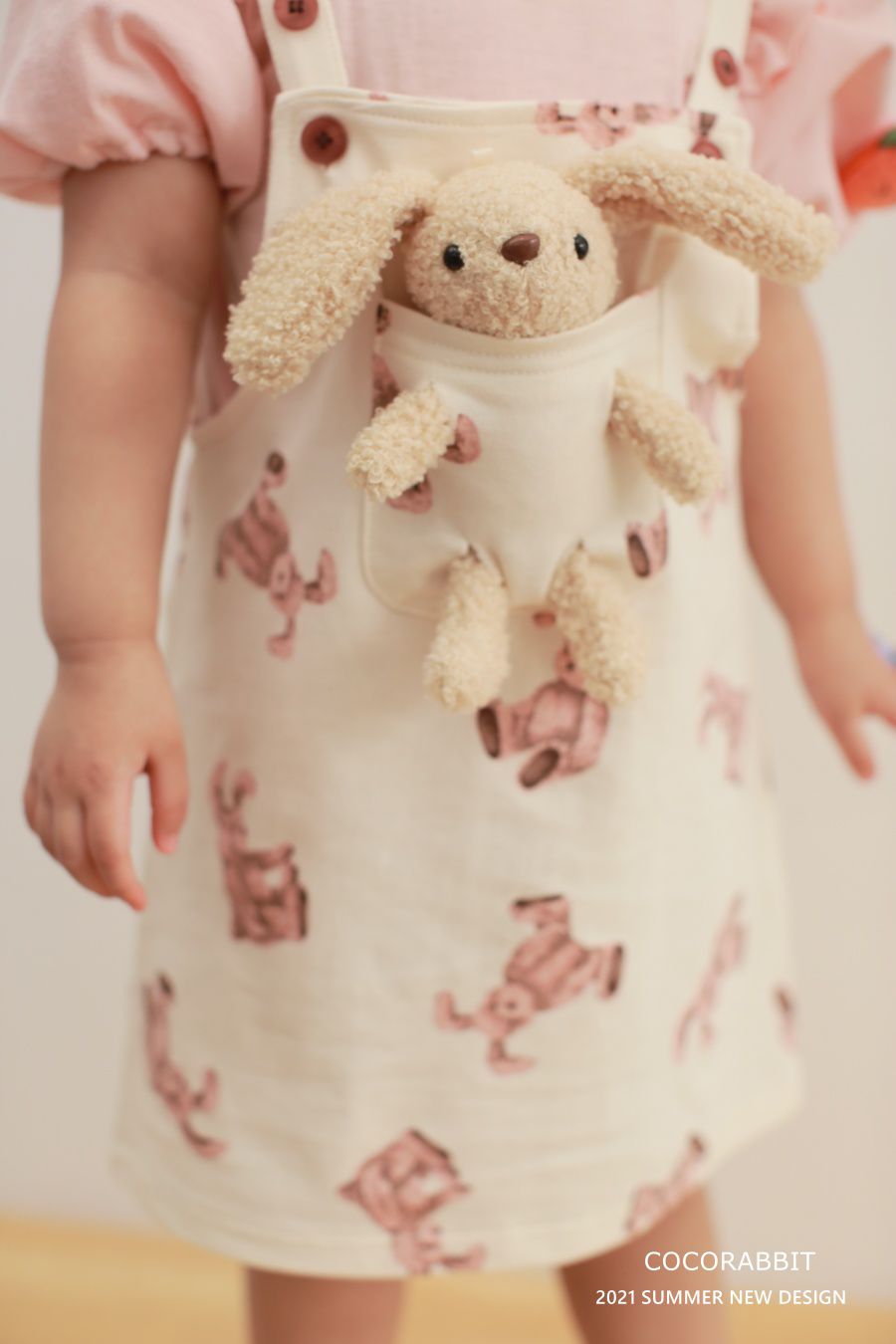 韓國 Coco Rabbit - 兔子娃娃吊帶裙-米白