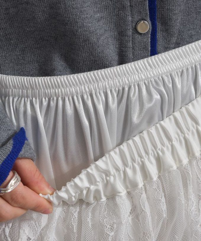 日本 ELENCARE DUE - 奢華睫毛蕾絲飄逸長裙(2件式)-白