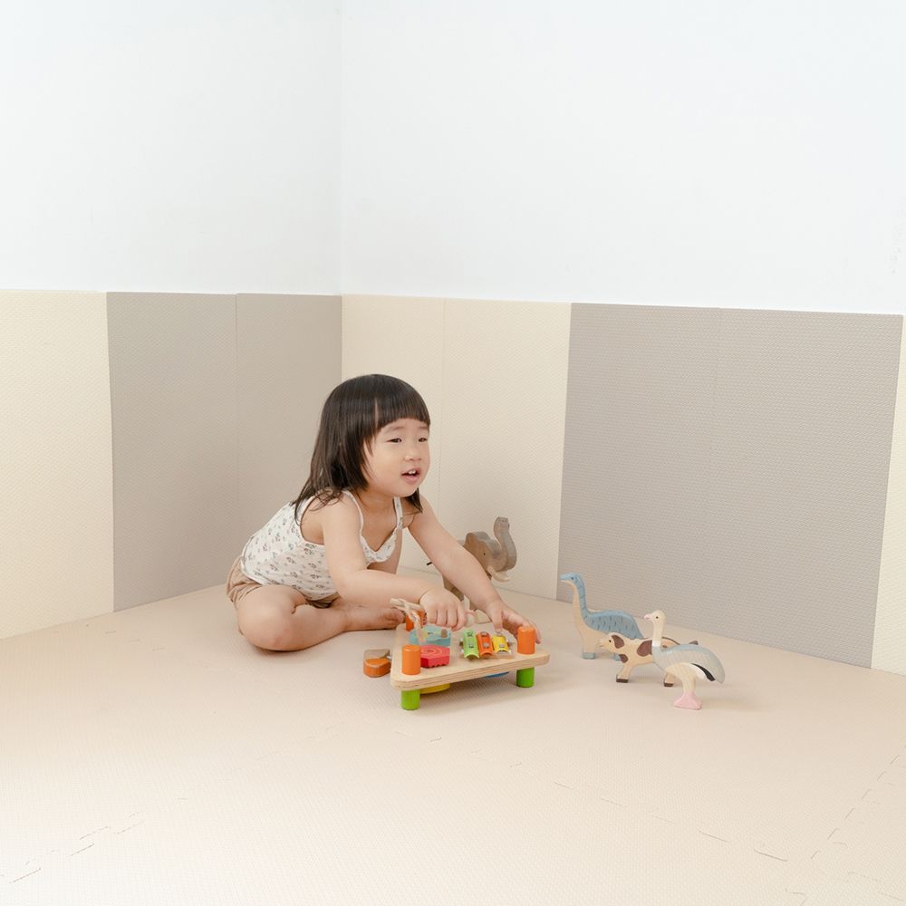 EVA無毒防撞壁貼-暖灰乳白 (28cm*56cm*2cm)-一包6片裝
