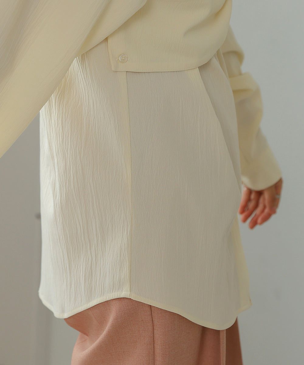 日本 Bab - 時尚扭結設計長袖襯衫-淺綠