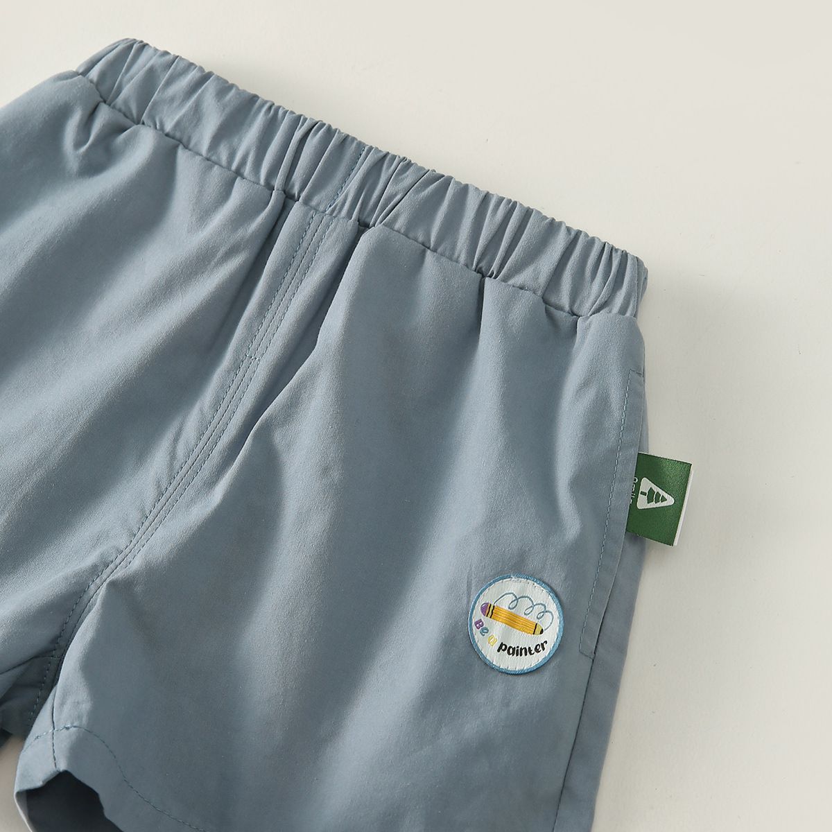 百搭休閒短袖套裝-英文字母-粉+藍