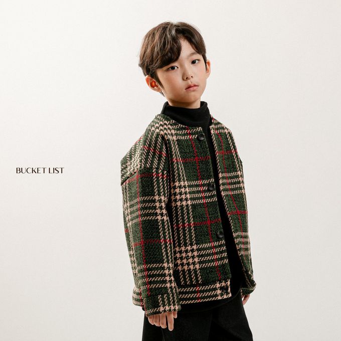 韓國 BUCKET LIST - (內磨毛)編織無領開襟外套-綠