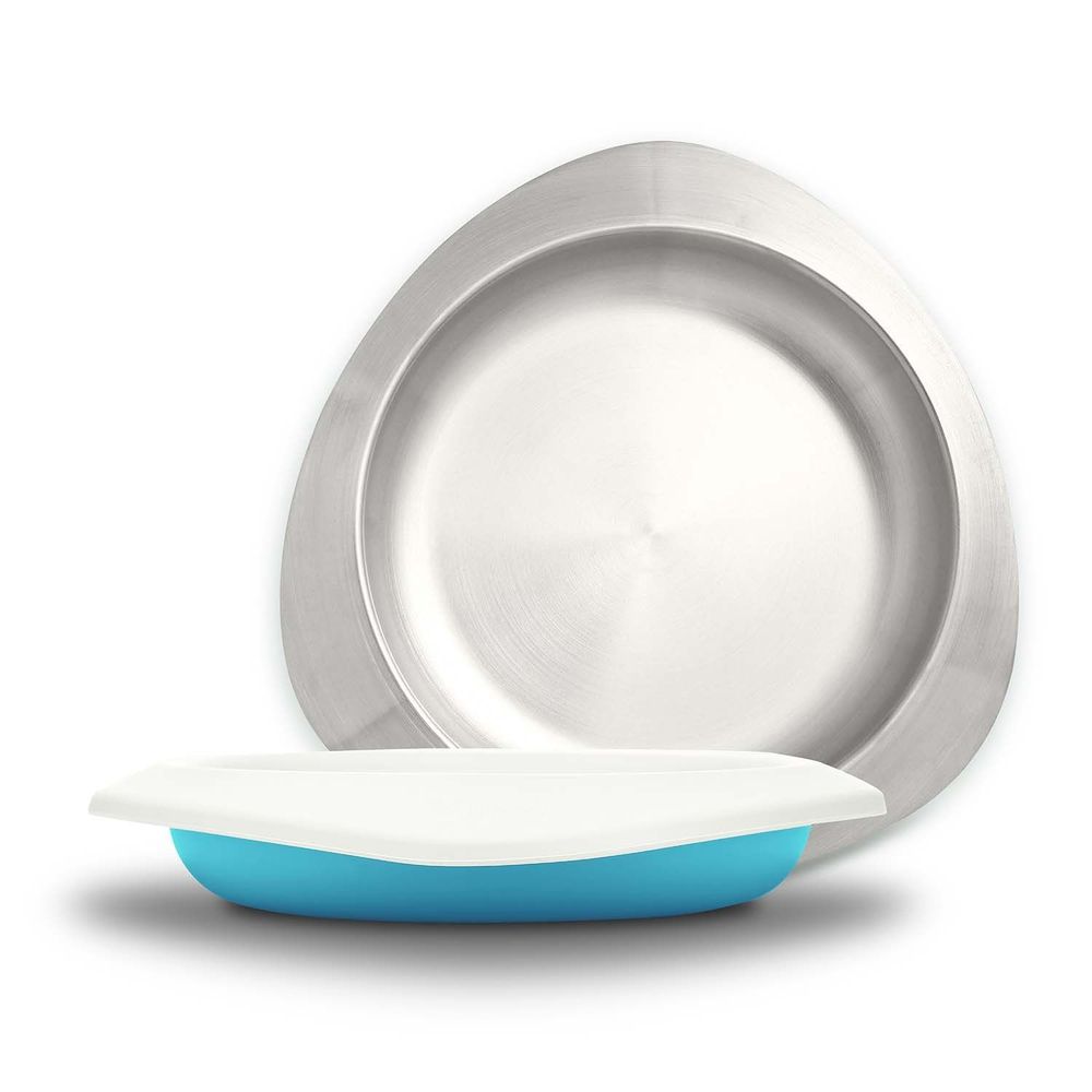 VIIDA - Soufflé抗菌不鏽鋼兒童餐盤-餐盤-藍-專案