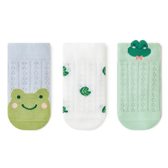 青蛙呱呱網眼短筒棉襪