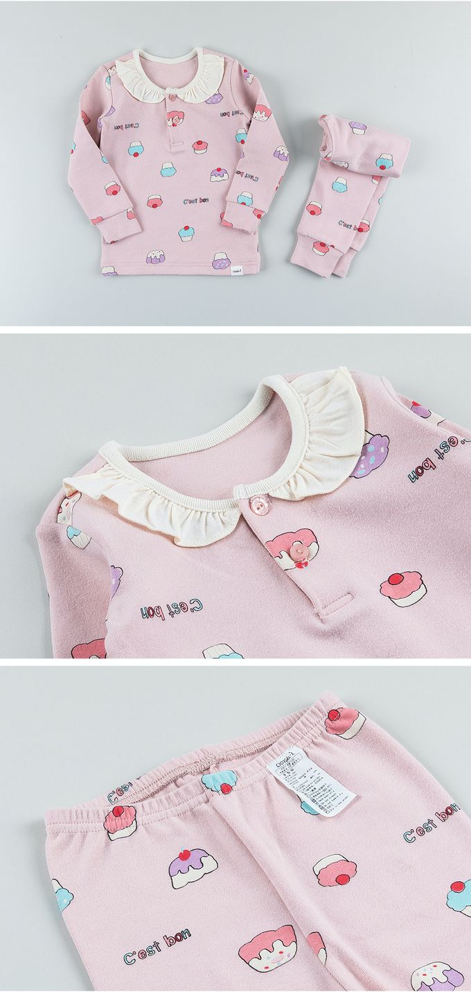 韓國 Cordi-i - 桃皮絨長袖家居服-美味甜點-粉