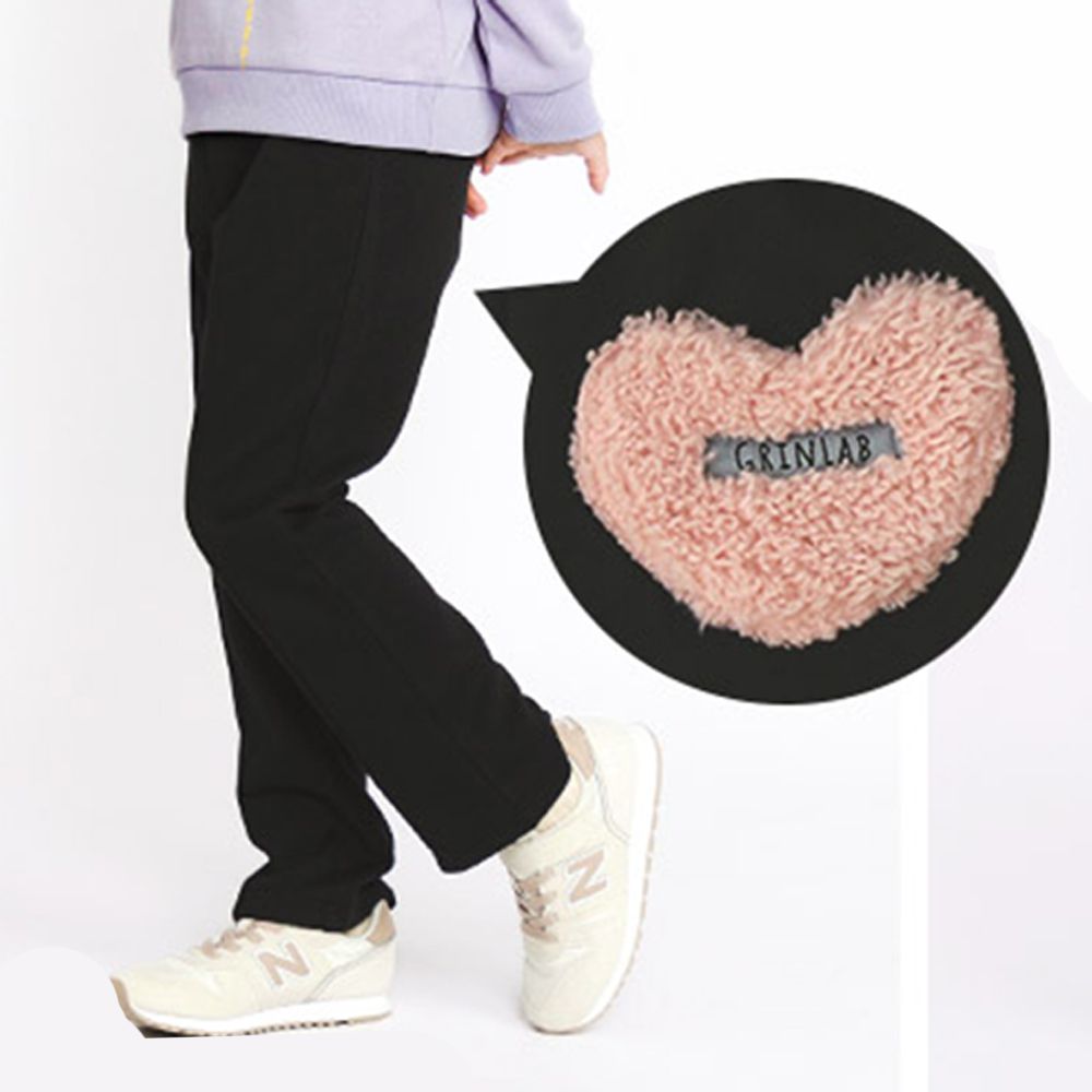 百搭舒適彈力長褲-愛心喇叭褲-黑