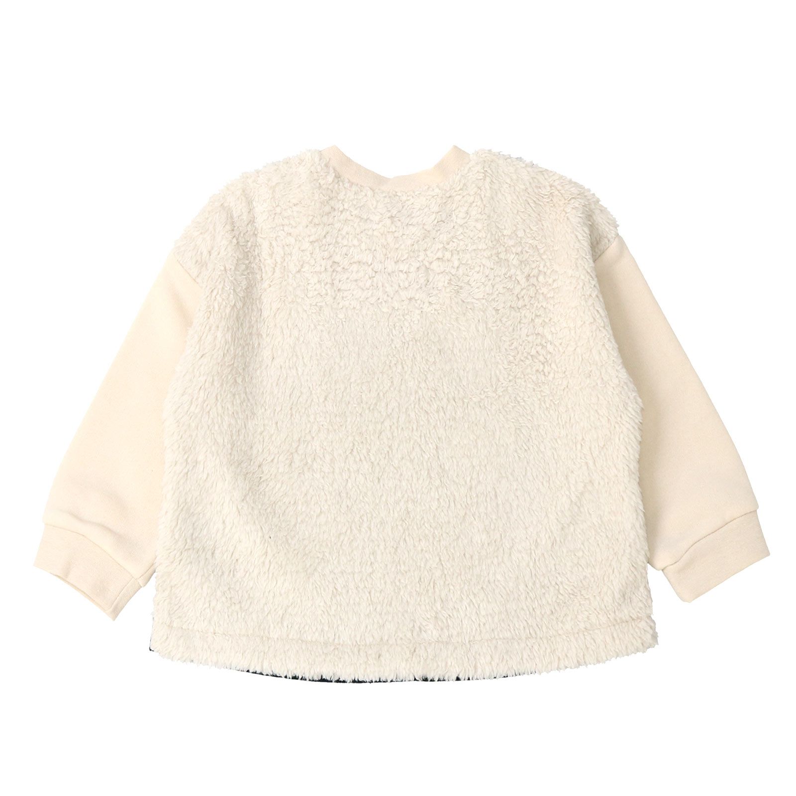 日本 ZOOLAND - 藍色小精靈聯名 保暖長袖上衣-牛仔吊帶塗鴉-奶油杏