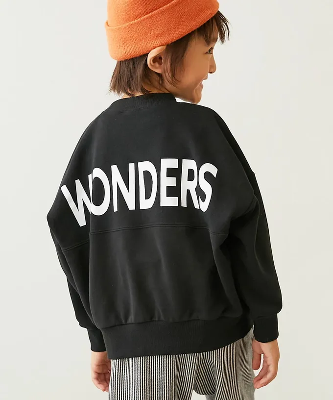 日本 devirock - 英文LOGO寬鬆感落肩長袖大學T-淺灰