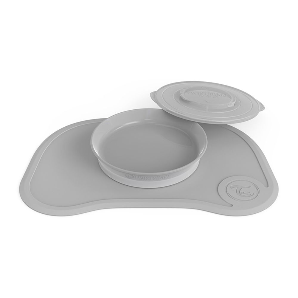 瑞典 TWISTSHAKE - 轉轉扣組合式防滑餐盤餐墊組-氣質灰-6個月以上適用