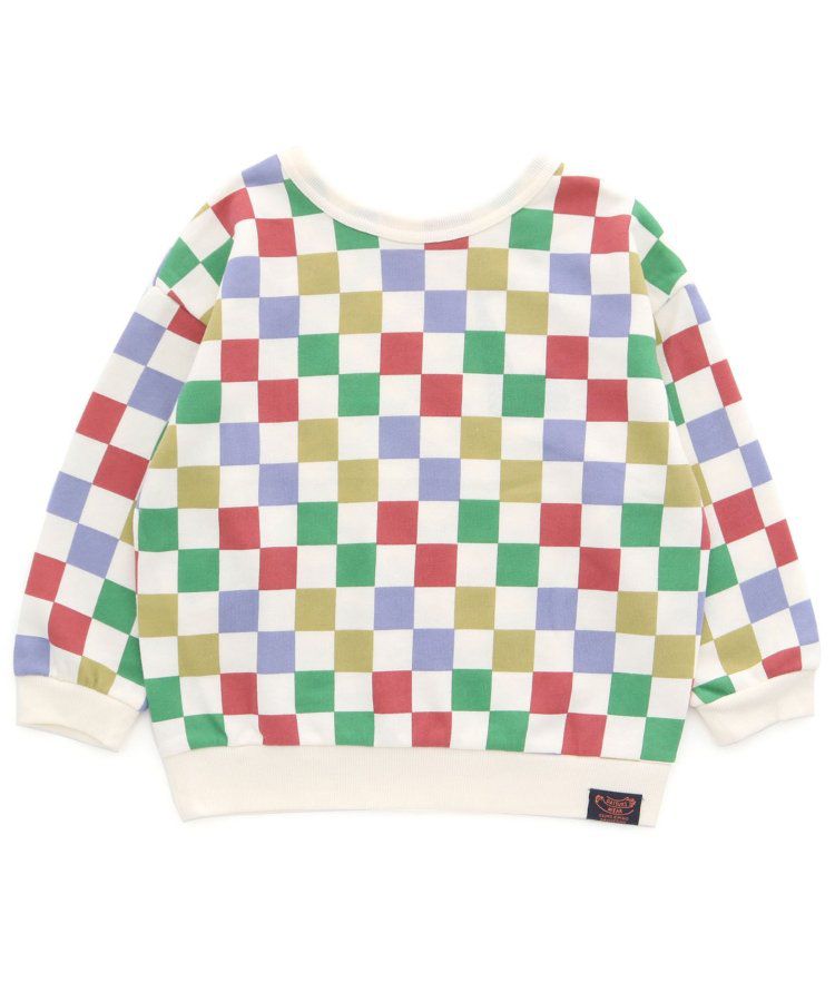 日本 BREEZE - 正反OK！裏毛印花長袖上衣-棋盤格-彩色