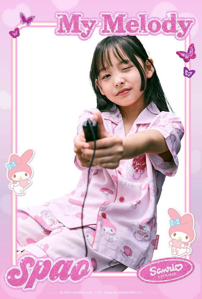 韓國童裝代購 - SPAO KIDS短袖睡衣套裝-卡通人物美樂蒂-淺粉