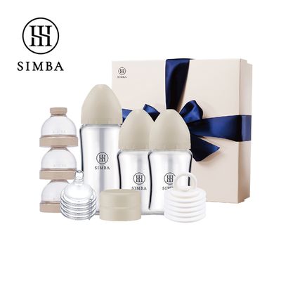 Simba 小獅王辛巴 - 蘊蜜質金玻璃寬口奶瓶新生經典禮盒-杏茶