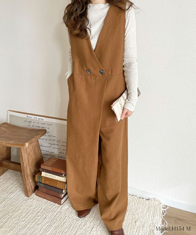 日本 Classical Elf - 棉麻透氣垂墜感連身褲-石墨灰