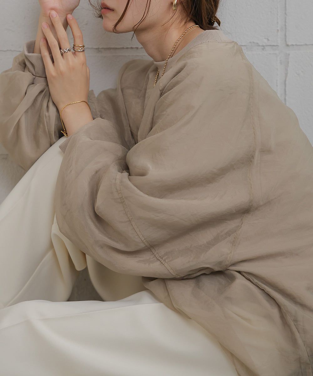 日本 Bab - [推薦]薄紗層次精緻女孩長袖上衣-淺卡其