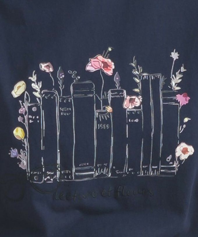 日本 Lupilien - 純棉知性印花法式袖T恤-黑