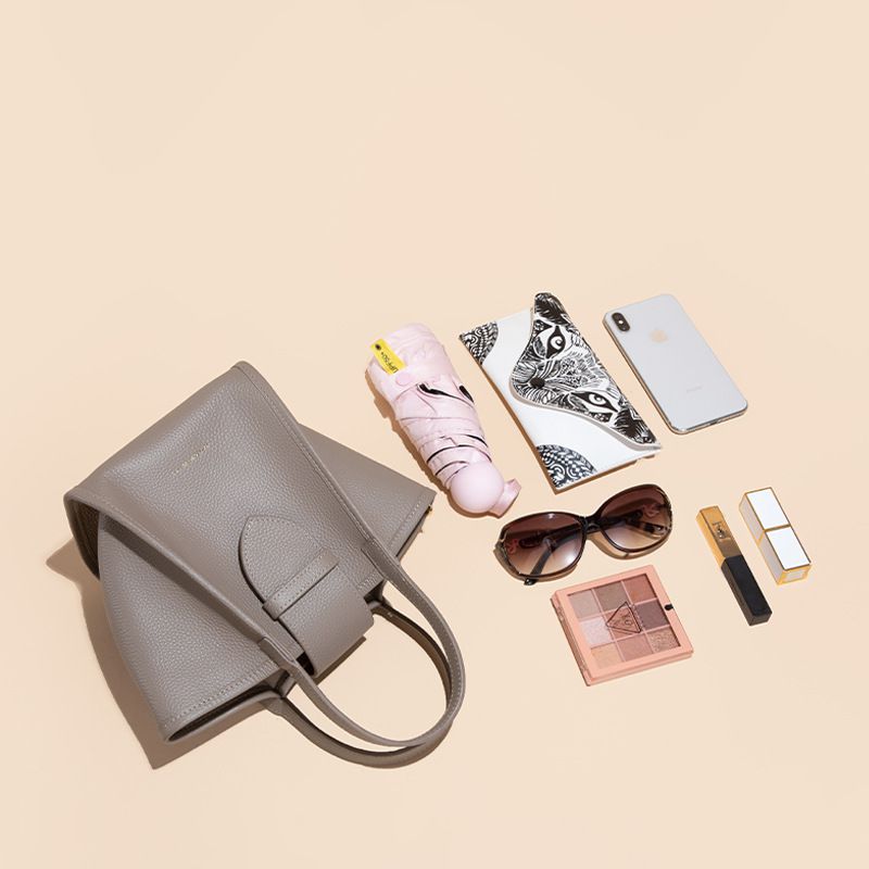 真皮斜跨翅膀包-附斜背帶-大象灰 (29x13x19cm)