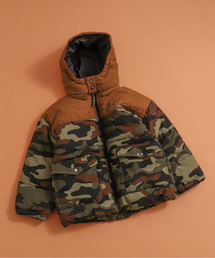 日本 BREEZE - 繽紛蓬鬆大口袋保暖外套-橘灰