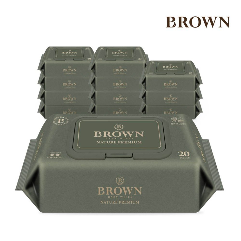 韓國BROWN - NATURE SENSITIVE濕紙巾-伊蘭20抽(含蓋)*12包
