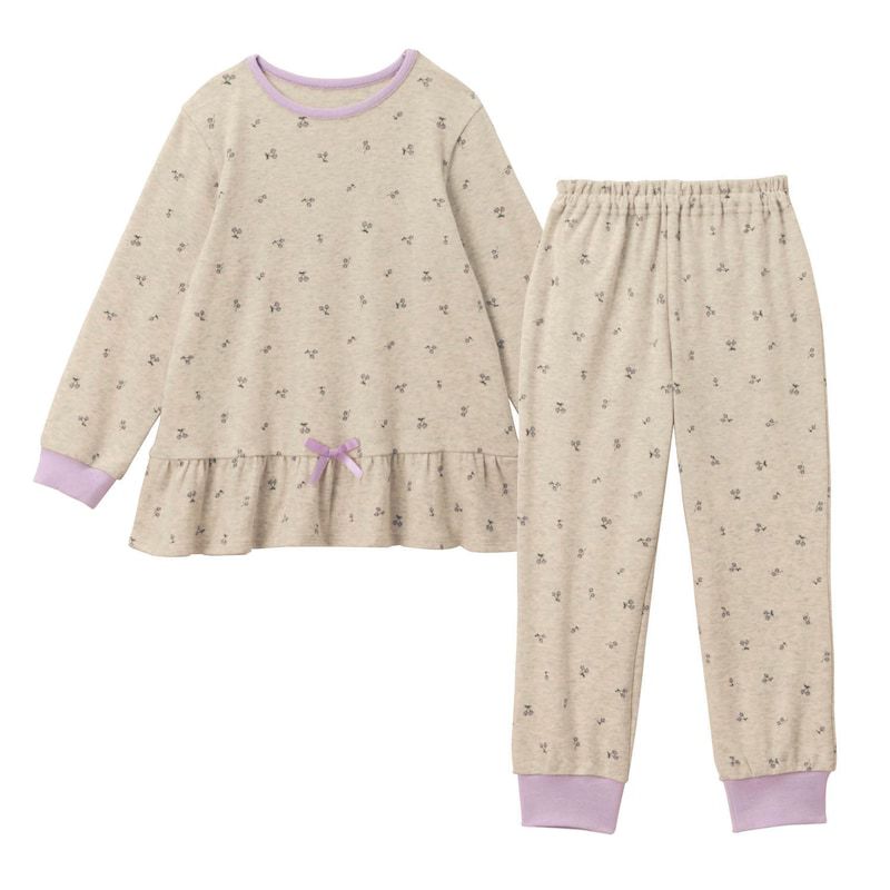 日本千趣會 - GITA 極柔舒適長袖家居服/睡衣-小花-灰紫